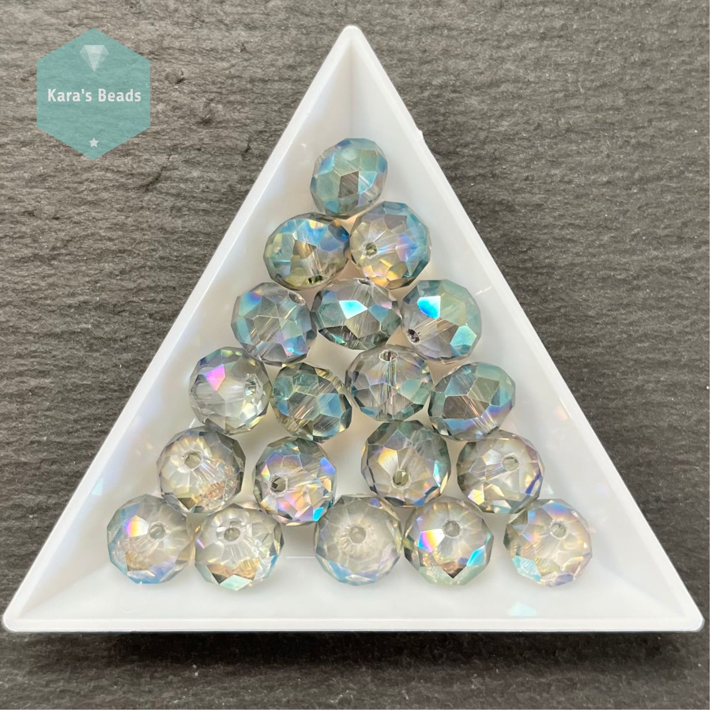 19pcs Tube 8x10 mm Rondelle Beads Blue Vitrail