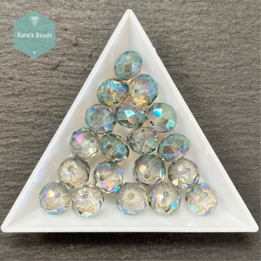 19pcs Tube 8x10 mm Rondelle Beads Blue Vitrail