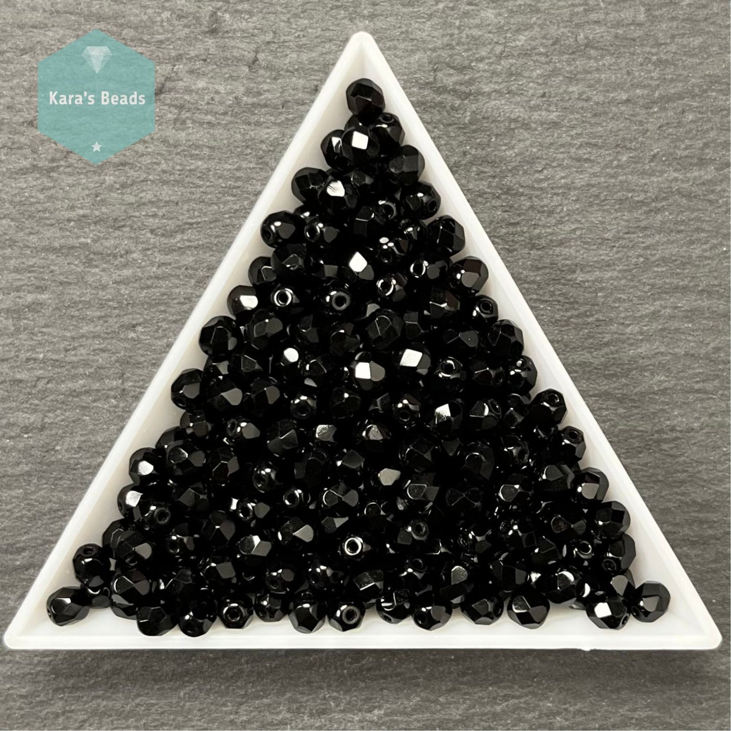 300pcs Tube 4mm Fire Polish 23980 Jet Black