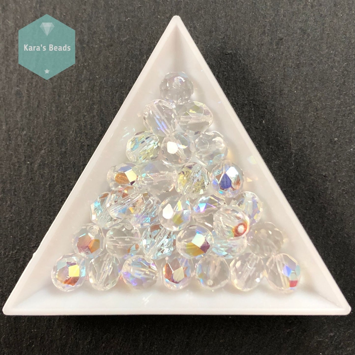 30pcs Tube 8mm Crystal AB Fire Polish Round Beads