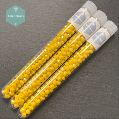 110pcs Tube 4x6 mm Rondelle Beads Opaque Yellow Luster