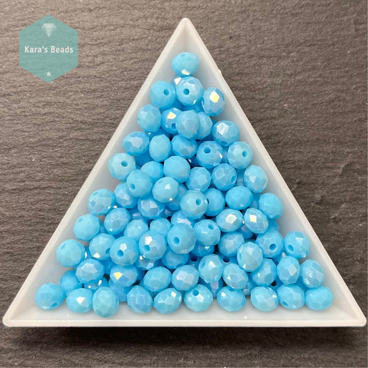 115pcs Tube 4x6 mm Rondelle Beads Light Blue Luster