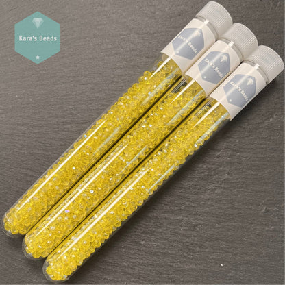 300pcs Tube 3x4mm Rondelle Beads Transparent Yellow Luster
