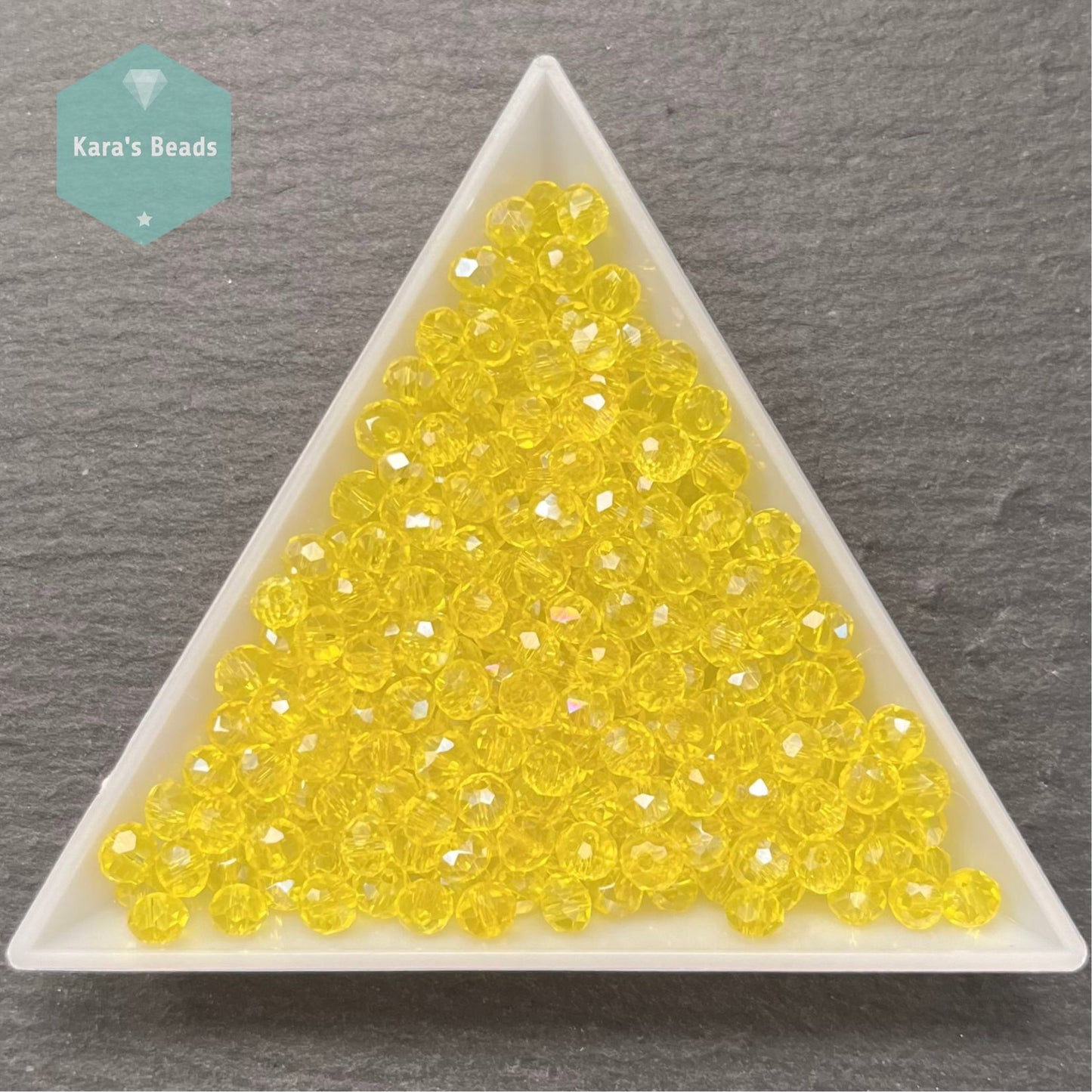 300pcs Tube 3x4mm Rondelle Beads Transparent Yellow Luster