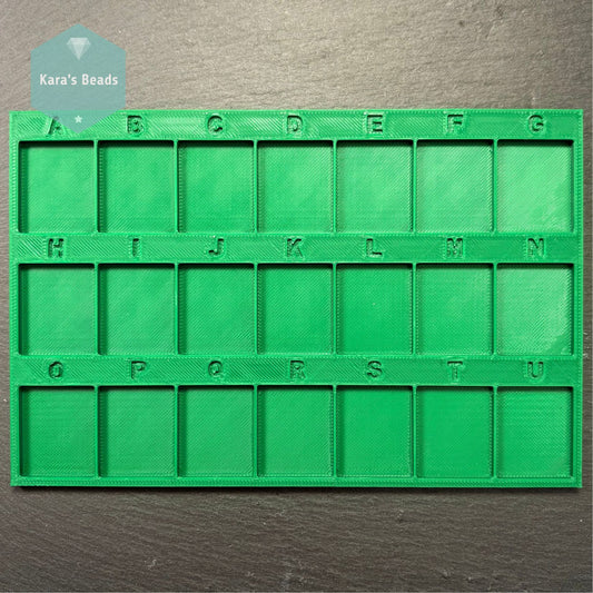 A to U Bead Tray for Peyote Patterns 21 Compartments Green