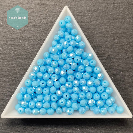 300pcs Tube 3x4mm Rondelle Beads Light Blue Luster