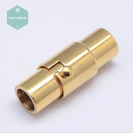 5mm Stainless Steel Magnetic Clasp with Safety Catch Gold 1 pc