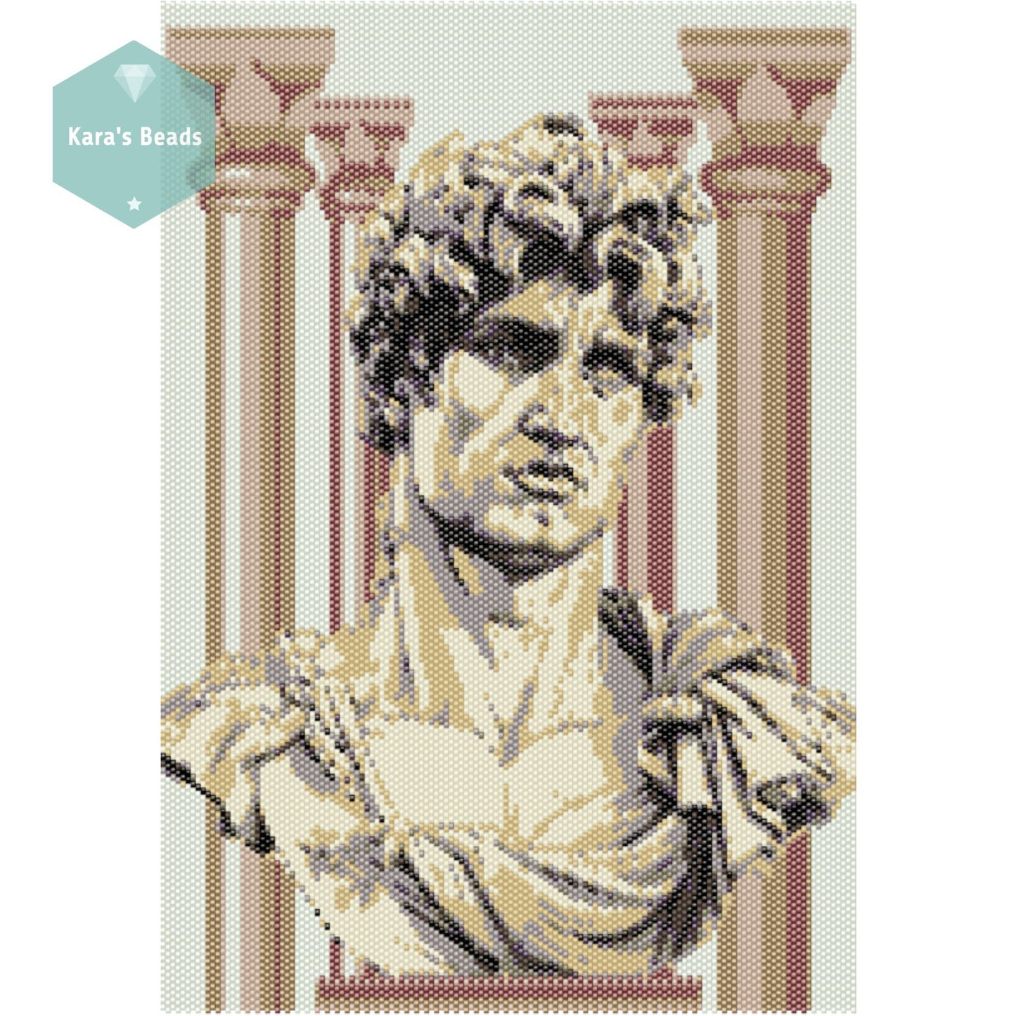 ANCIENT ROMAN BUST SCULPTURE Even Count Peyote Pattern - 7.5 by 10 inch Tapestry