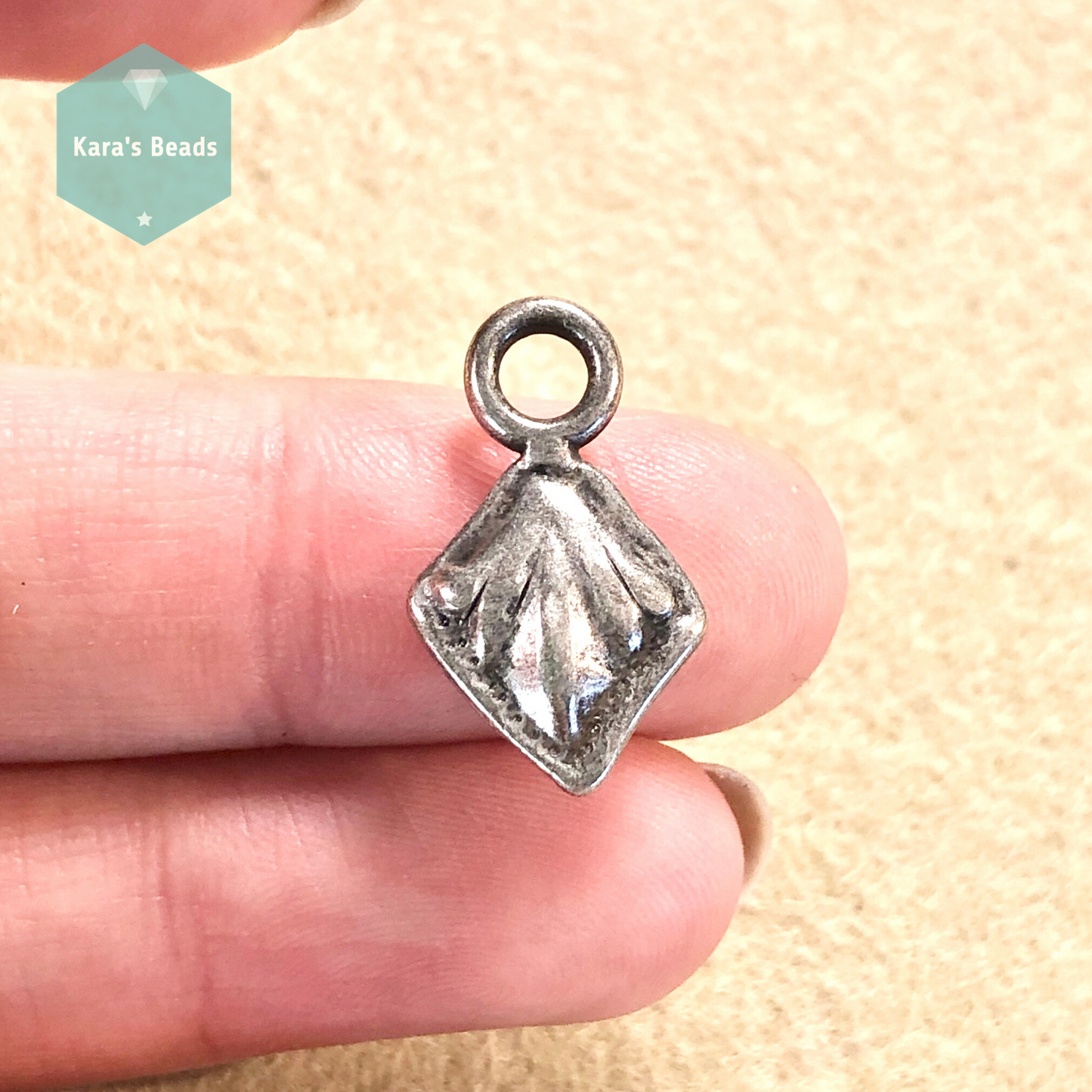 Upcycled Antique Silver Kite Charm 1 pc