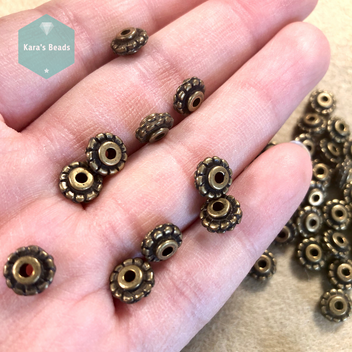 Upcycled 8mm Bronze Daisy Spacer 1 pc