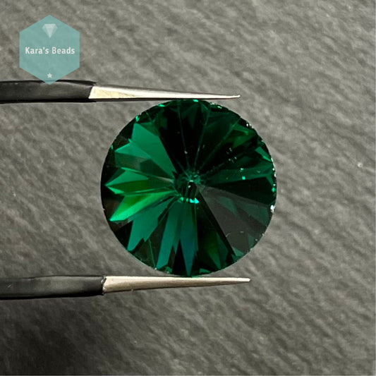 14mm Rivoli Emerald 1 pc