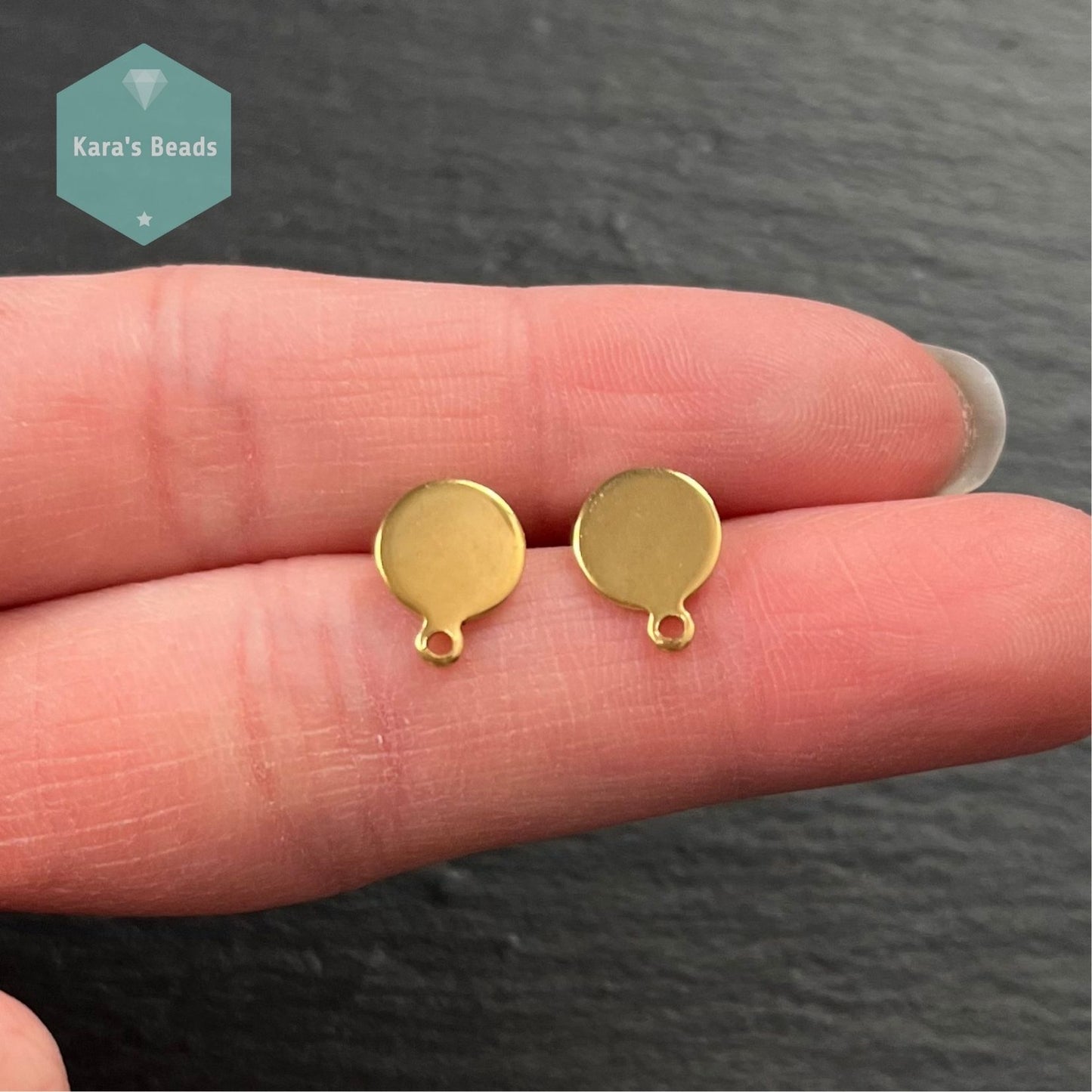 Stainless Steel Round Earring Stud Posts Gold 1 pair