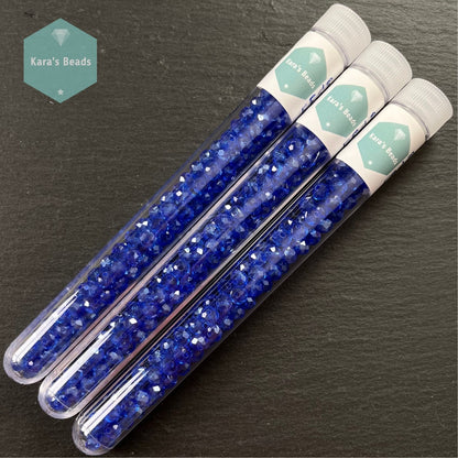 120pcs Tube 4x6 mm Transparent Royal Blue Luster Rondelle Beads